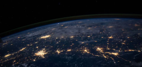 a view of earth at night