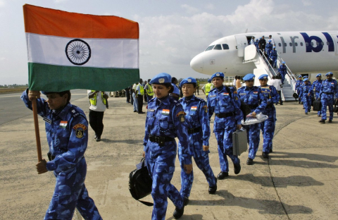 Female soldiers marching