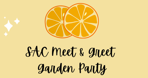a drawing of orange slices on a light yellow background with the event title
