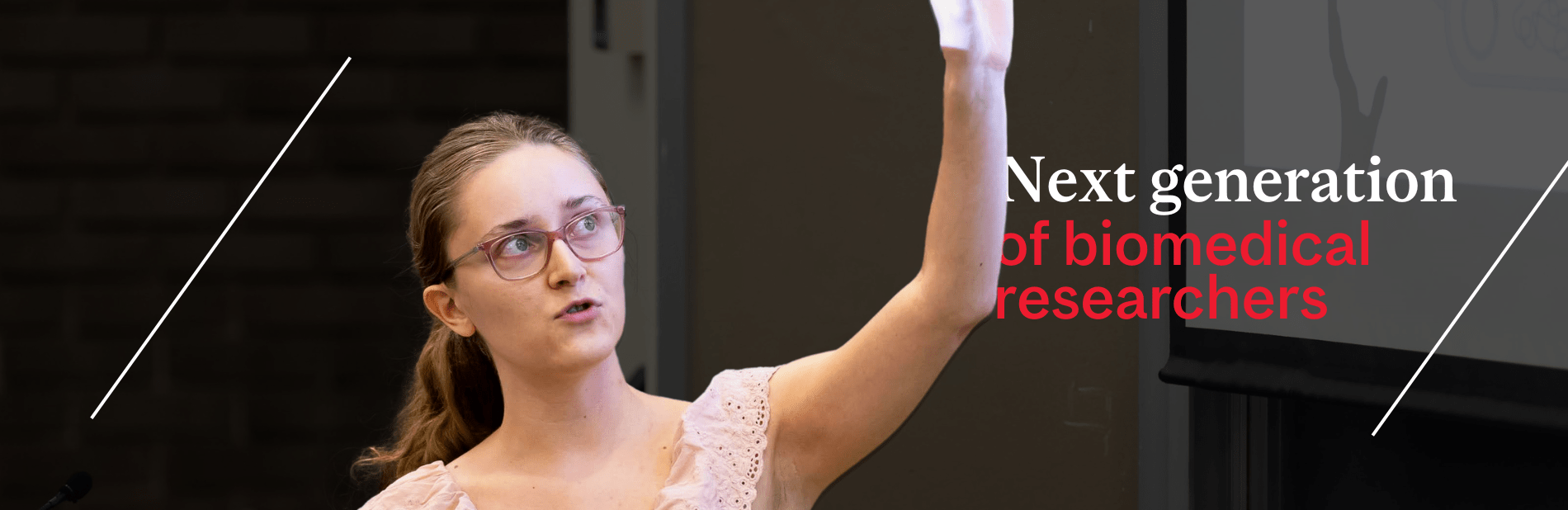 Young scientist presents her work at a conference