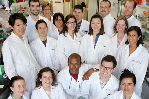 Photo d'équipe d'un grand groupe de laboratoire