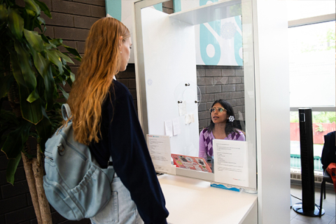 student at wellness hub