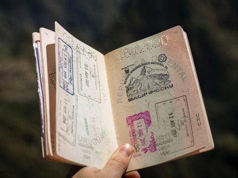 Passport with several visa stamps