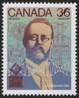 Reproduction of a Canadian stamp showing R. Fessenden