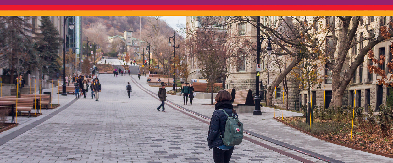 Students on McTavish Boulevard