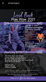Poster for the Land Back Pow Wow 2021