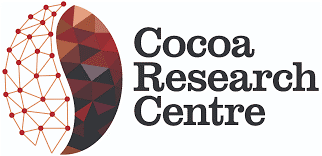 Cocoa Research Centre logo - Stylized cocoa bean next to the Centre name