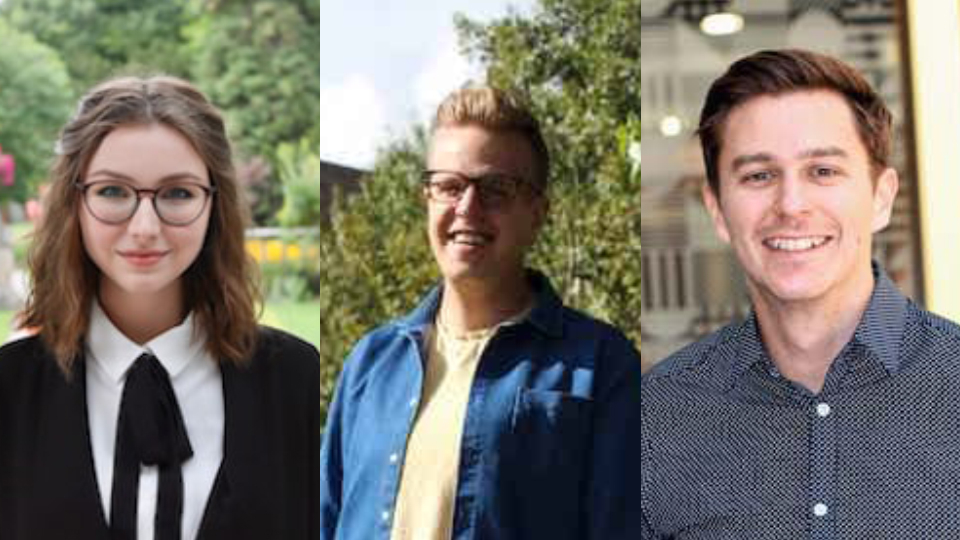 Montage of the three SPGH McCall MacBain Scholars - from left to right, Amanda Sears, Tyler Paetkau, and Josh Swain