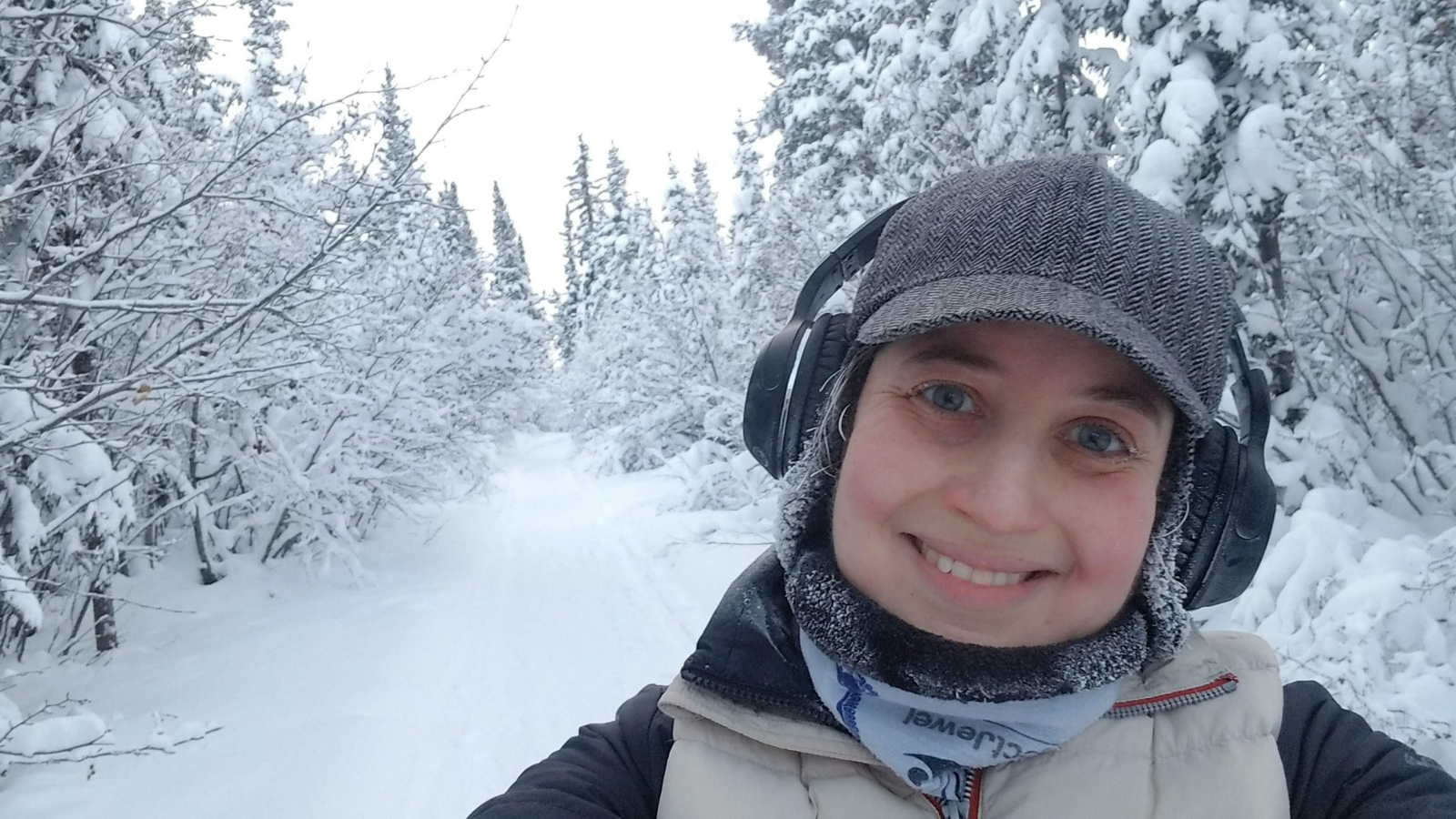 Pauley Tedoff in a winter scene in Northern Canada