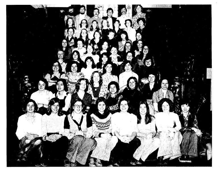 Black and White group photo on Hosmer House staircase