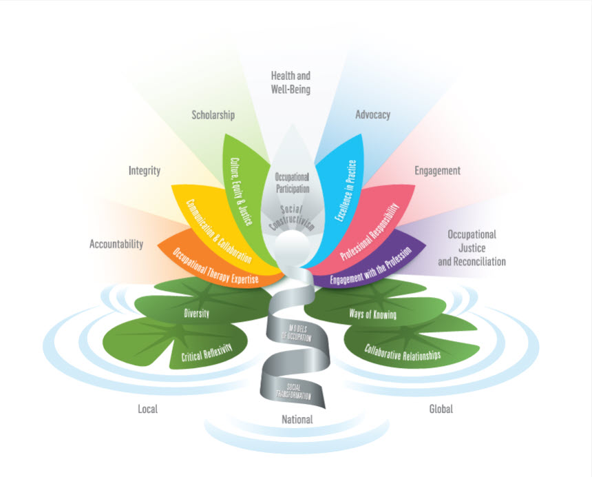 Graphic of lotus flower with text on each part