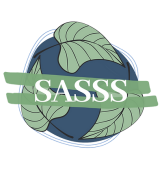 SASSS logo, a blue globe with three green leaves curling around it