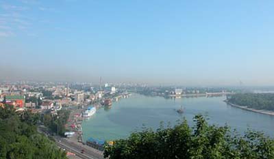 Arial View of Dniper River at Kiev, Ukraine