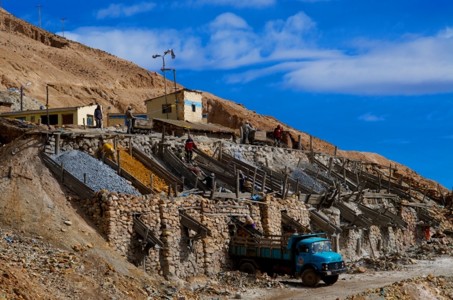 Miners sorting ore at Rosario mine.