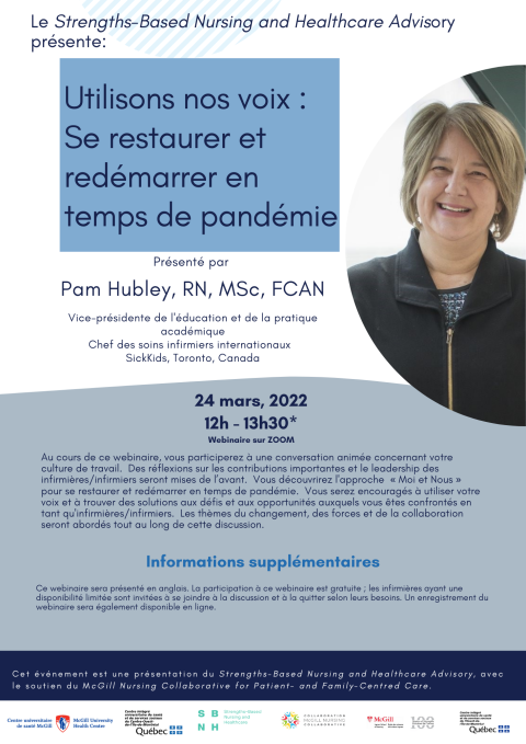  Flyer annonçant le webinaire "Élever nos voix". Tout le contenu du texte est répété dans l'article.