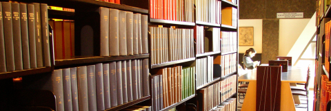 Row of books in the library