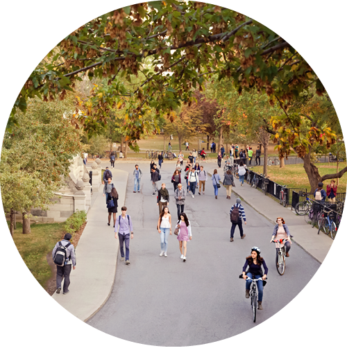 Students walking on campus