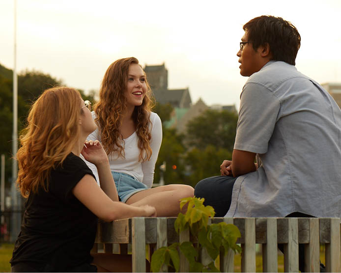 students talking