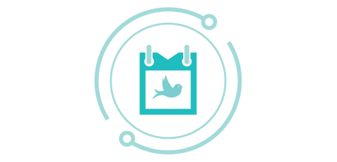 Teal Sustainable Events icon of a calendar with a martlet in the middle