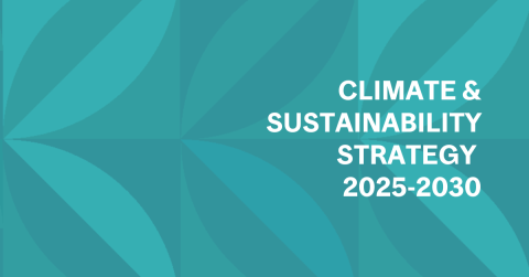 Climate and Sustainability Strategy 2025-2030 teal banner.