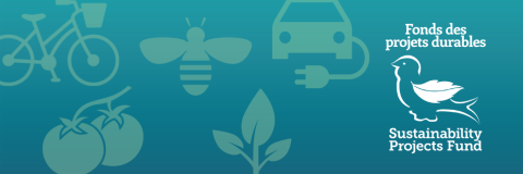 A blue-teal gradient with icons representing a bike, an EV, a bee, a sapling, and a tomato with the SPF logo