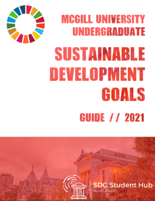 Document cover page reads: McGill University Undergraduate Sustainable Development Goals Guide 2021