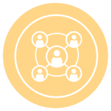 Circle icon depicting five interconnected people.