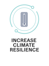 Climate Resilience Logo represented by a thermometer in a vortex.
