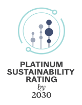 Graphic showing an increasing graph to depict achieving a Platinum sustainability rating by 2030.