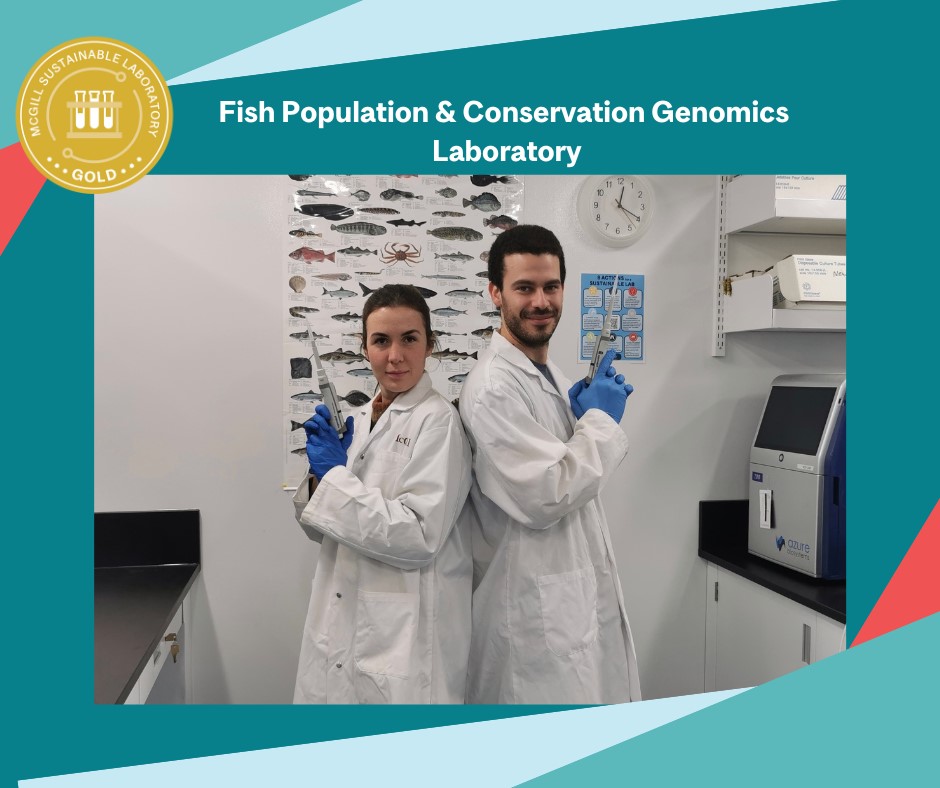 Having received the Gold certification, Fish Population &amp; Conservation Genomics Lab pose for a picture