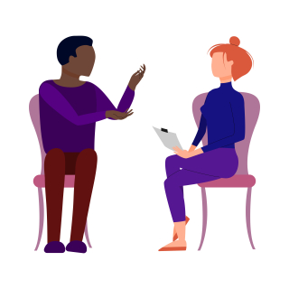 therapist and patient talking
