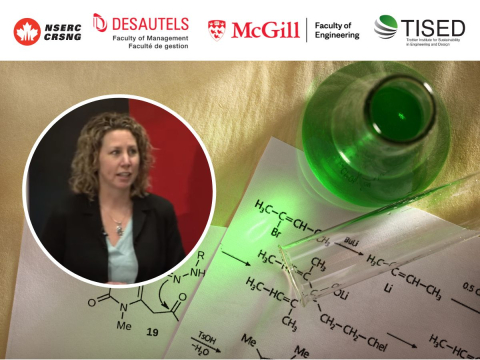 nserc, desaultel, mcgill engineering anf tised logo- chemistry notes with green bottle and dr amy cannon