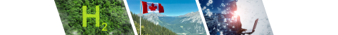 H2 in forest, canadian flag behind a green mountain lne and an engineer half transparent with gears and light within