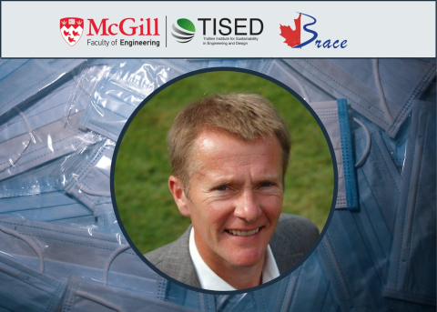 tised and brace logo with a backdrop of surgical masks covered in plastic and Dr. Tony Walkers