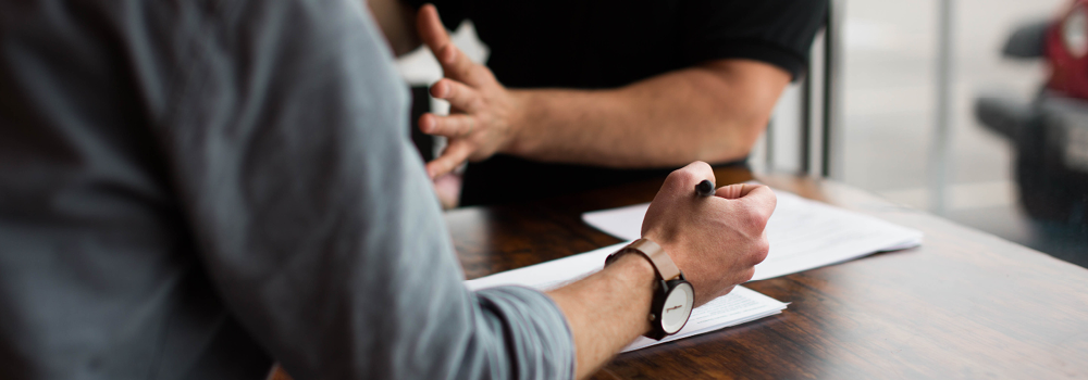 Two people having a meeting