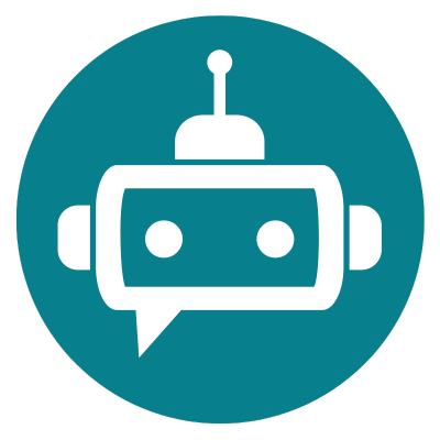 icon of a robot in a chat bubble