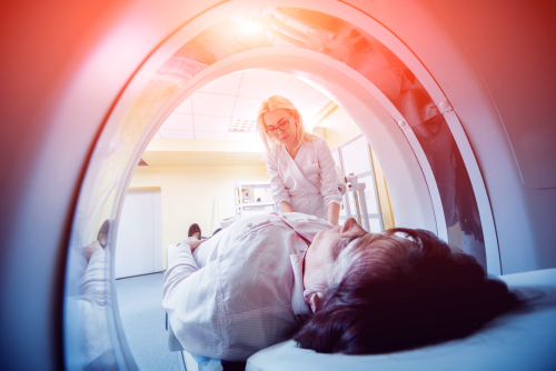 Image of a patient being put inside a CTScan