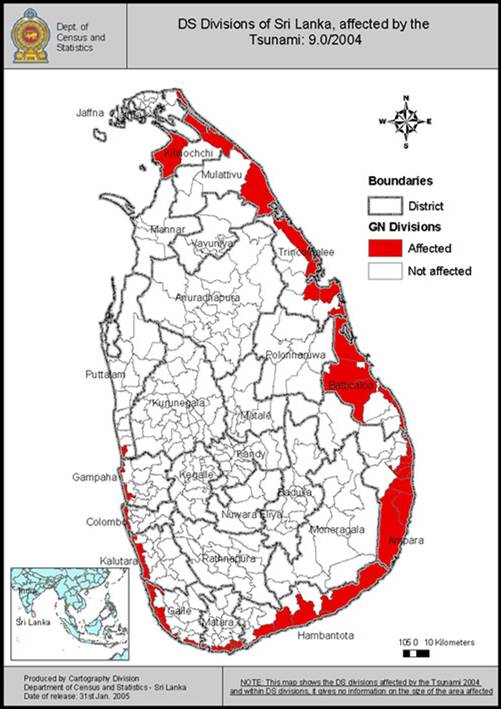 Tsunami affected area in Sri Lanka