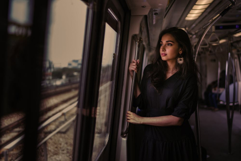 woman in train 