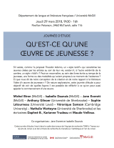 Affiche Journée d'étude Qu'est-ce qu'une oeuvre de jeunesse?