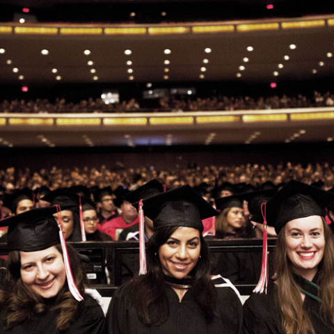 Students attending convocation