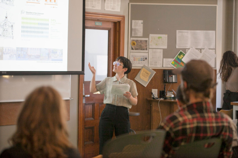 a student presenting in class