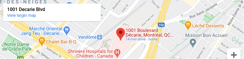 Montreal map showing 1001 Decarie Blvd location