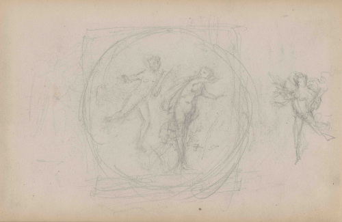 Pierre Auguste Renoir, Apollo and Daphneand Standing Female Nude, ca. 1857, graphite on paper. Gift of Katherine Smalley, B.A., 1967.