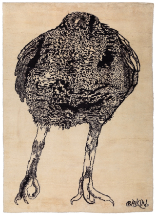 Leonard Baskin, Condor Bird, ca. 1960s-70s, wool pile. Donated by Mrs Regina Slatkin, B.A. '29 © The Estate of Leonard Baskin; Courtesy Galerie St. Etienne, New York.