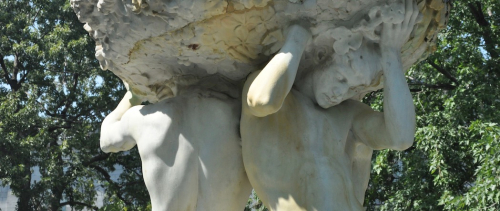 Detail of the sculpture The Three Bares by Gertrude Whitney Vanderbilt