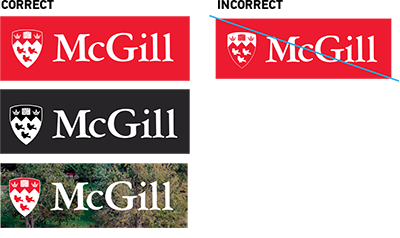 Correct and incorrect ways to use McGill logo