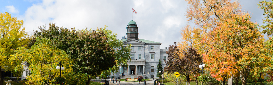 Arts Building on McGill's downtown campus in the fall.