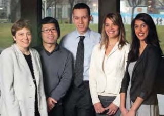 (L-R) Laura Winer,Tommy Chan, Pierre-André Vungoc, Effi Kaoukis and Rittu Sehgal (Photo: Owen Egan, McGill University).