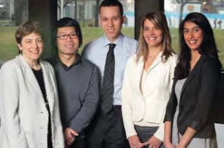 (L-R) Laura Winer,Tommy Chan, Pierre-André Vungoc, Effi Kaoukis and Rittu Sehgal (Photo: Owen Egan, McGill University).